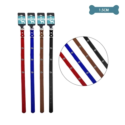 COLLAR PU CON TACHUELAS DE HUELLA COLOR ALEATORIO 1.5CM 12PCS - 1