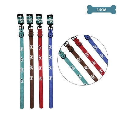 COLLAR PU CON DISEÑO PERRO BORDADO 2.5CM 12PCS - 1