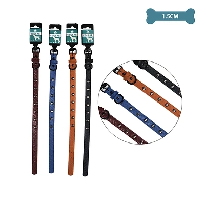 COLLAR PU CON TACHUELAS COLOR ALEATORIO 1.5CM 12PCS - 1