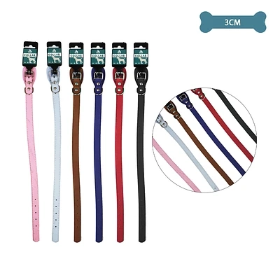 COLLAR PU PARA MASCOTA COLOR ALEATORIO 3.0CM 12PCS - 1