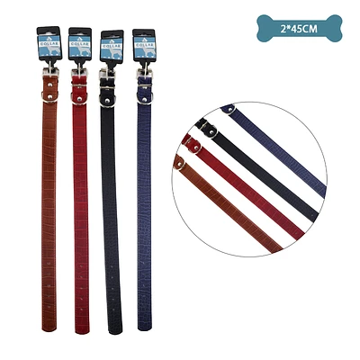 COLLAR PU PARA MASCOTA COLOR ALEATORIO 2.0*45CM 12PCS - 1