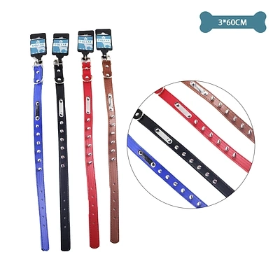 COLLAR PU CON TACHUELAS COLOR ALEATORIO 3.0*60CM 12PCS - 1