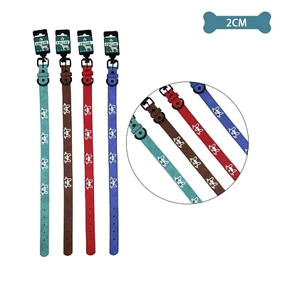 COLLAR PU CON DISEÑO PERRO BORDADO COLOR ALEATORIO 2.0CM 12PCS - 1