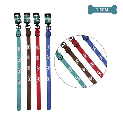 COLLAR PU CON DISEÑO PERRO BORDADO COLOR ALEATORIO 1.5CM 12PCS - 1