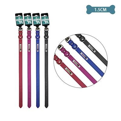 COLLAR PU PARA MASCOTA COLOR ALEATORIO 1.5CM 12PCS - 1