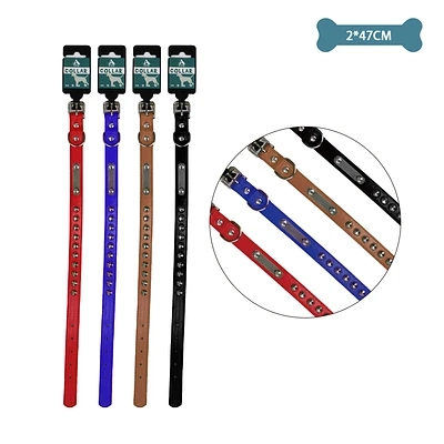 COLLAR PU CON TACHUELAS COLOR ALEATORIO 2.0*47CM 12PCS - 1