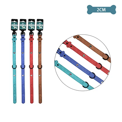 COLLAR PU CON TACHUELAS DE HUELLA COLOR ALEATORIO 2.0CM 12PCS - 1