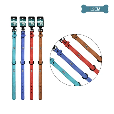 COLLAR PU CON TACHUELAS DE HUESO COLOR ALEATORIO 1.5CM 12PCS - 1