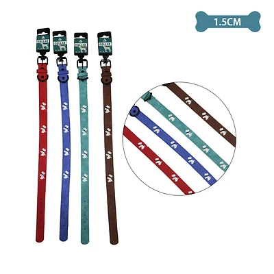 COLLAR PU CON DISEÑO PERRO BORDADO COLOR ALEATORIO 1.5CM 12PCS - 1