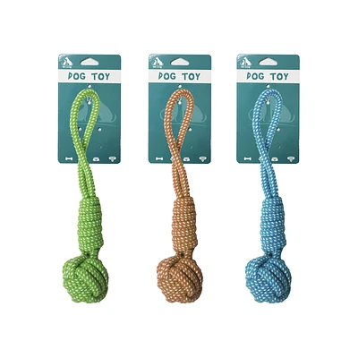 PELOTA CON CUERDA TRENZADA COLOR ALEATORIO 32CM 90G - 1