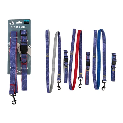 SET DE CORREA Y COLLAR DENIM DE NYLON 2.5CM COLOR ALEATORIO - 1