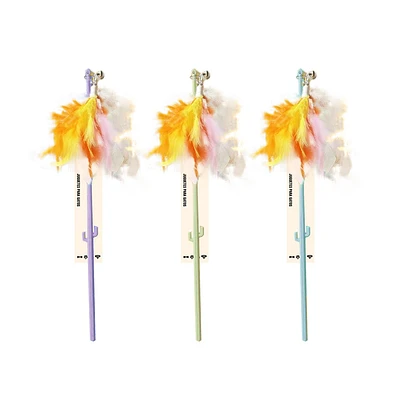 JUGUETE VARITA PARA GATOS CON PLUMAS COLOR ALEATORIO - 1