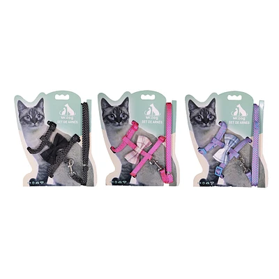 SET DE ARNE S H HARNESS CON LAZO PARA GATO 1.0CM*120CM COLOR ALEATORIO - 1