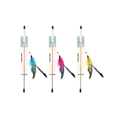 VARITA PARA GATO CON PLUMA 30CM COLOR ALEATORIO - 1