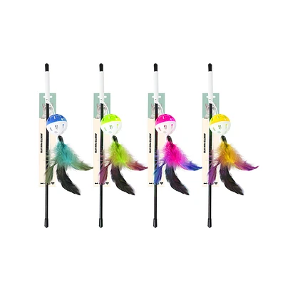 VARITA PARA GATO CON BOLA Y PLUMA 88CM COLOR ALEATORIO - 1