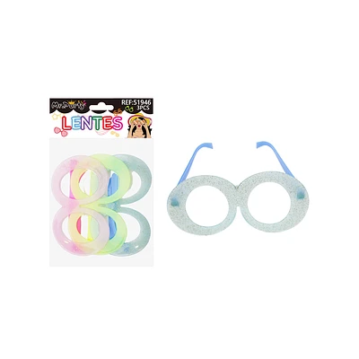 LENTES DE FIESTA LUMINOSA CON GLITTER 3PCS COLOR ALEATORIO - 1