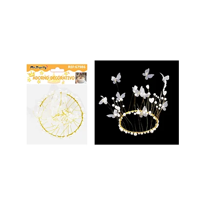 TOPPER CORONA CON PERLAS Y MARIPOSAS PARA PASTEL 12*9.5CM - 1