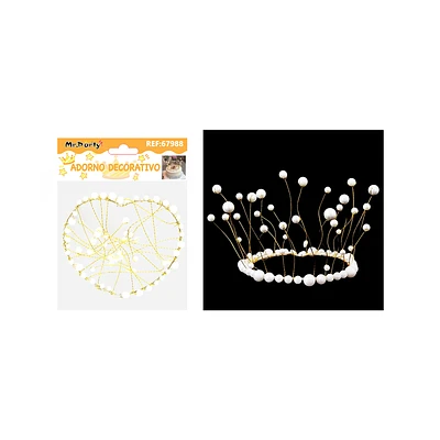 TOPPER CORONA DE CORAZON CON PERLAS BLANCAS PARA PASTEL 12.5*11.2CM - 1