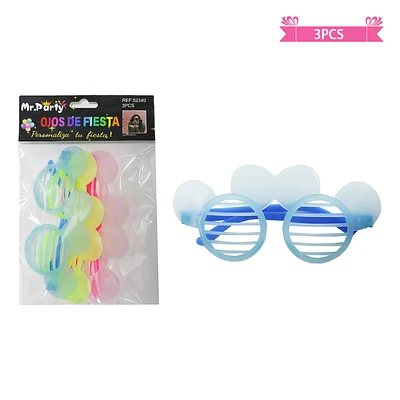 LENTES COTILLON MICKEY FLUOR COLORES SURTIDOS 3PCS - 1