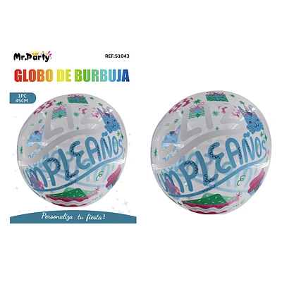 GLOBO BURBUJA DE FELIZ CUMPLEAÑOS 20CM - 1