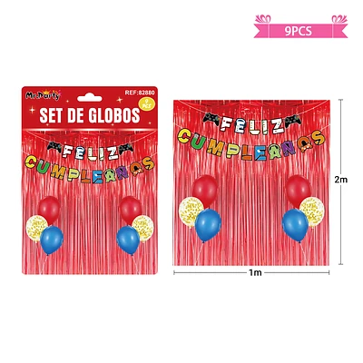 SET DE GLOBOS CON CORTINA Y GUIRNALDA DE JUEGO 9PCS - 1