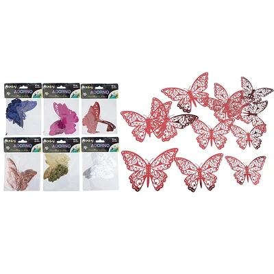 ADORNO DECORATIVO MARIPOSA COLOR ALEATORIO 12PCS - 1