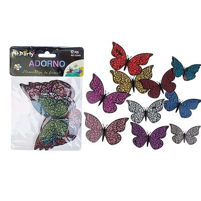 ADORNO DECORATIVO MARIPOSA COLOR ALEATORIO 12PCS - 1