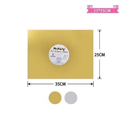 BANDEJA BASE RECTANGULAR DE CARTON PARA TORTA 25*35CM DORADO - 1