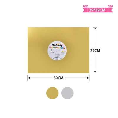 BANDEJA BASE RECTANGULAR DE CARTON PARA TORTA 29*39CM DORADO - 1