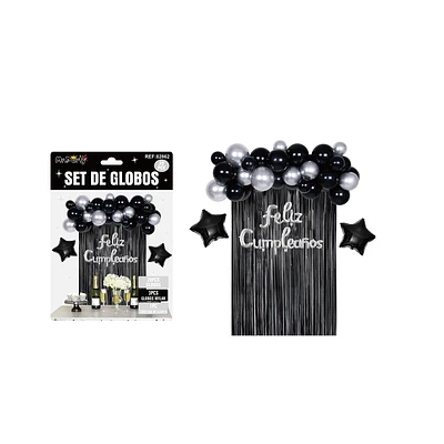 SET DE GLOBOS CON CORTINA NEGRO 35PCS - 1