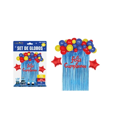 SET DE GLOBOS CON CORTINA AZUL 35PCS - 1