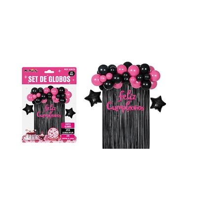 SET DE GLOBOS CON CORTINA NEGRO 35PCS - 1