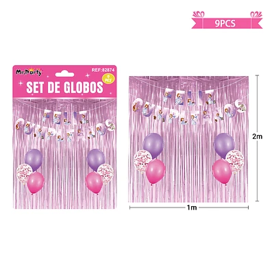 SET DE GLOBOS CON CORTINA Y GUIRNALDA DE SIRENA 9PCS - 1