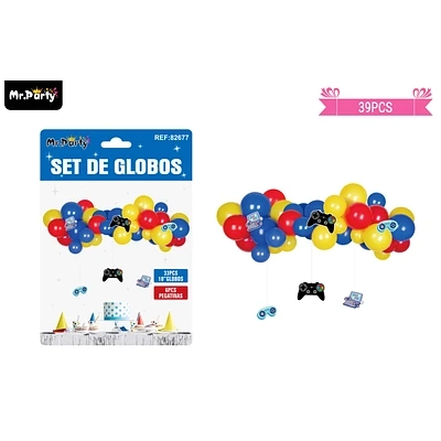 ARCO DE GLOBOS LATEX CON COLGANTES DE JUEGO 39PCS - 1