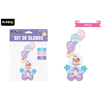 SET CON GLOBOS BURBUJAS DE UNICORNIO 29PCS - 1