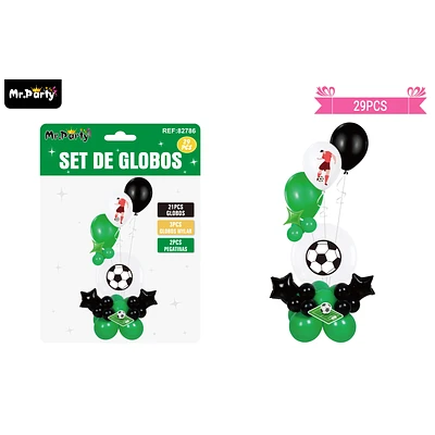 SET CON GLOBOS BURBUJAS DE FUTBOL 29PCS - 1