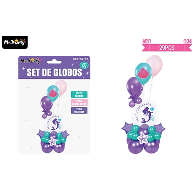 SET CON GLOBOS BURBUJAS DE SIRENA 29PCS - 1