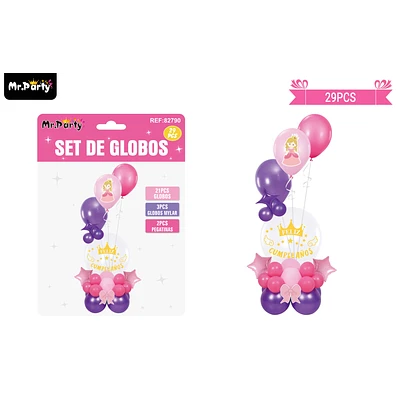 SET CON GLOBOS BURBUJAS DE PRINCESA 29PCS - 1