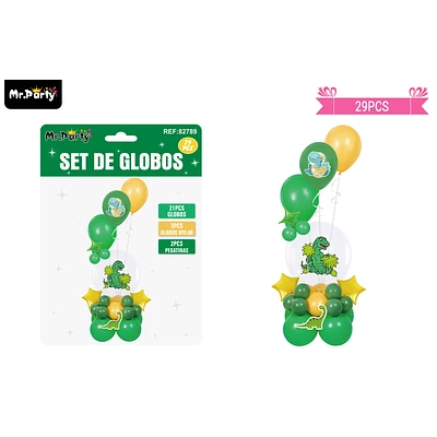 SET CON GLOBOS BURBUJAS DE DINOSAURIO 29PCS - 1