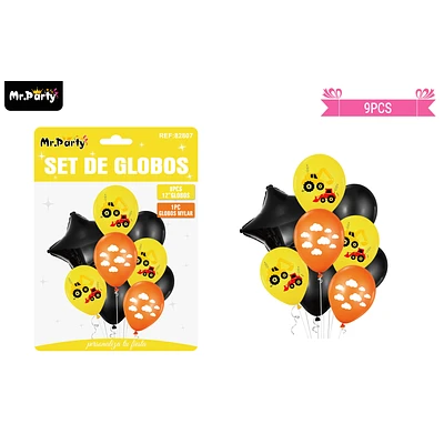 SET GLOBOS DE LATEX CON EXCAVADORA 9PCS - 1