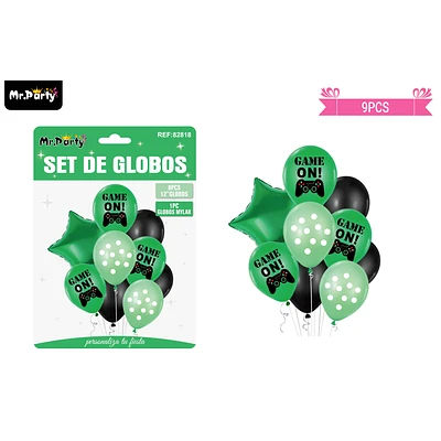 SET GLOBOS DE LATEX CON JUEGO 9PCS - 1