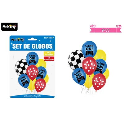 SET GLOBOS DE LATEX CON JUEGOS 9PCS - 1