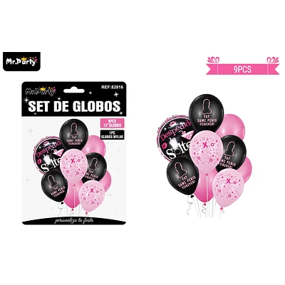 SET GLOBOS DE LATEX DESPEDIDA DE SOLTERA 9PCS - 1