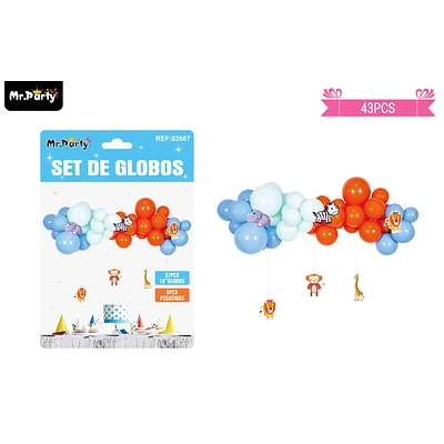 ARCO DE GLOBOS LATEX CON COLGANTES DE ANIMALES 43PCS - 1