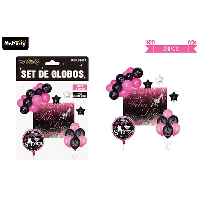 SET DE GLOBOS LATEX DESPEDIDA DE SOLTERA CON FONDO 23PCS - 1