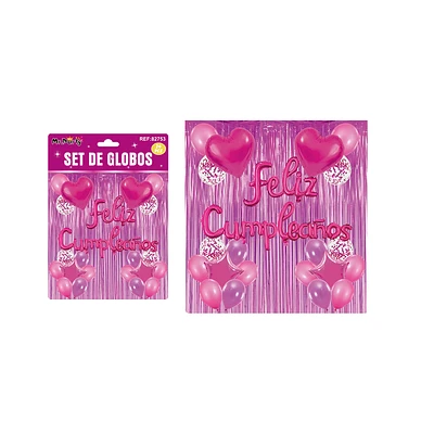 SET DE GLOBOS CON CORTINA FUCSIA 24PCS - 1