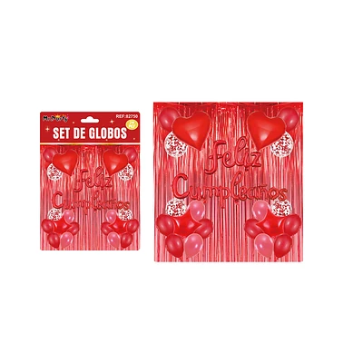SET DE GLOBOS CON CORTINA ROJO 24PCS - 1