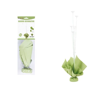 SOPORTE PARA GLOBOS COLOR VERDE CON VARILLAS 70CM - 1