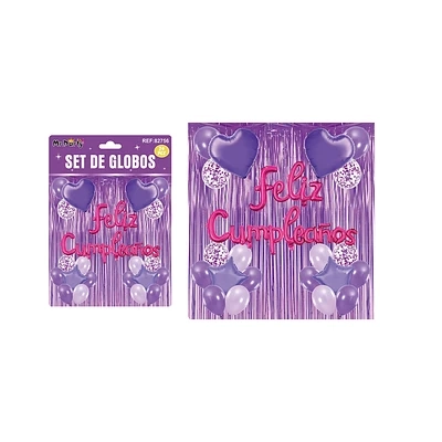 SET DE GLOBOS CON CORTINA MORADO 24PCS - 1