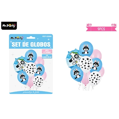 SET GLOBOS DE LATEX CON PERRITOS 9PCS - 1